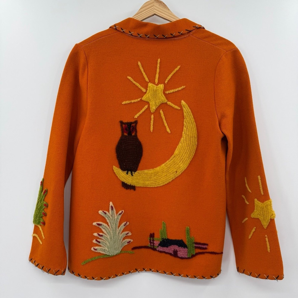 Mexican Souvenir Tourist Jacket wool Rare spooky owl moon Halloween‎ embroidered